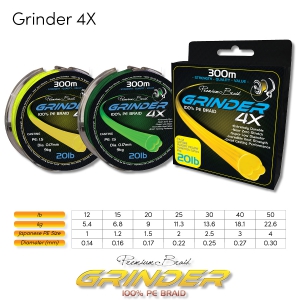 GRINDER BRAID 4X40LB FLU YELLOW 300M