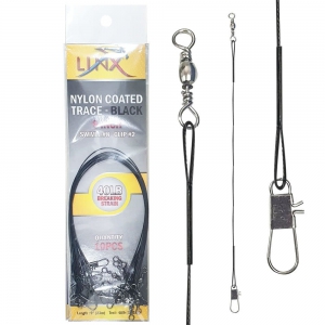 LINX NYLON COARED TRACE - BLACK 6 INCH 20LB 10PCS